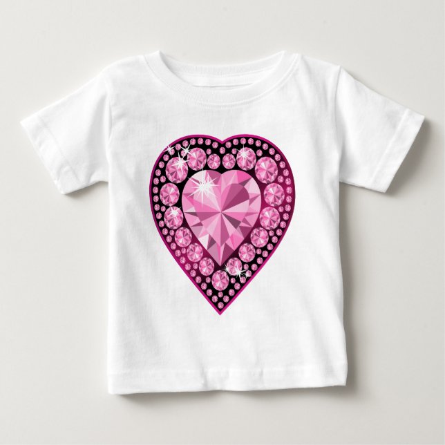 Rosa Quartz Gem Heart Tee Shirt (Framsida)
