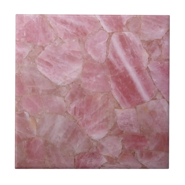 Rosa Quartzite Crystal Gemstone Skriv ut keramiska Kakelplatta (Framsidan)