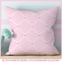 Rosa Quatrefoil Gitter Mönster Barnkammare Kudde