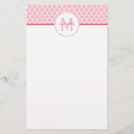 Rosa Quatrefoil Monogram Brevpapper