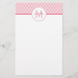 Rosa Quatrefoil Monogram Brevpapper