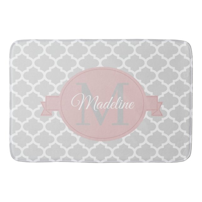 Rosa Quatrefoil Personlig Bath Mat Badrumsmatta (Framsidan)