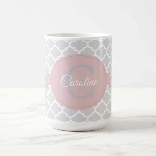Rosa Quatrefoil Personlig Coffee Mugg (Center)