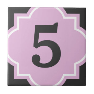 Rosa quatrefoil street adress house Number panel Kakelplatta