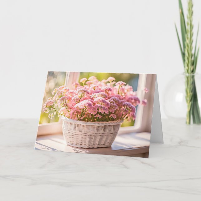 Rosa Queen Anne's Snöre Birthday Kort (Framsida)