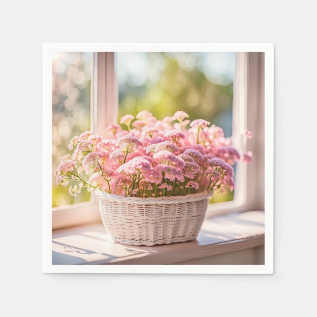 Rosa Queen Anne's Snöre Bouquet Pappersservett (Framsidan)