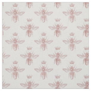 Rosa Queen Bees på White Tyg
