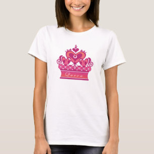 Rosa Queen Hearts Krona On White Tee Shirt
