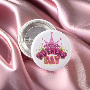Rosa Queen Krona Mors dag Button Knapp