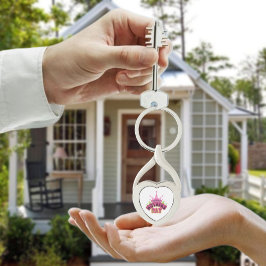 Rosa Queen Krona Mors dag nyckelkedjan Metall Twisted Heart Silverfärgad Nyckelring