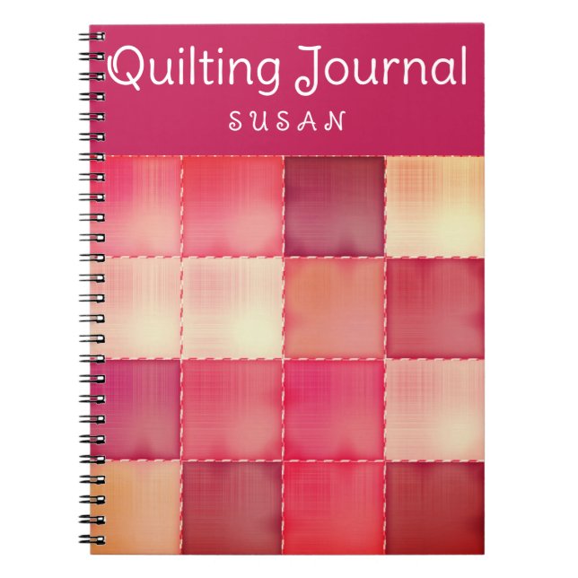 Rosa Quilt Personal Quilting Journal bärbar dator Anteckningsbok (Framsidan)