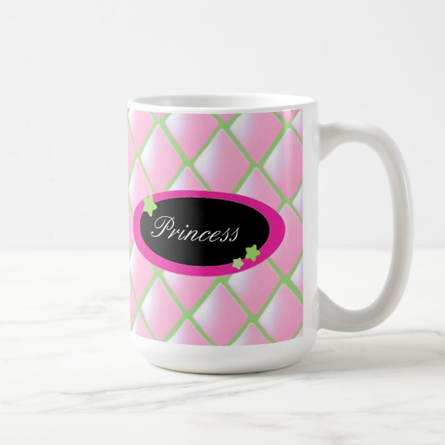 Rosa Quiltade Diamanter - Prinsessa Kaffemugg (Höger)