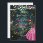 Rosa Quinceañera 16, förändrad Forest Fuchsia Spara Datumet<br><div class="desc">Anpassa den här fantastiska skogen/stjärnnatten Quinceañera/Söt 16-årsdagen för att spara datumet enkelt och snabbt. Klicka bara på Redigera med Design Verktyg om du vill redigera texten ytterligare, ändra teckensnittet stilar och teckensnittet färg. Med en flicka klädd i en fuchsia-shock rosa och en förtrollad skogsbakgrund. Smögorna, quince-flickan och krona är rörliga,...</div>