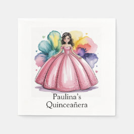 Rosa Quinceañera Boll Gown Art Pappersservett