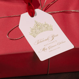 Rosa Quinceanera Elegant Guld Tiara Presentetikett