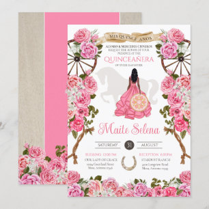 Rosa Quinceanera Elegant Ro Western Charra Inbjudningar
