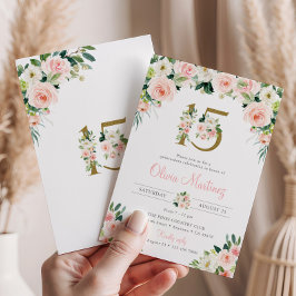 Rosa Quinceañera Födelsedagsinbjudan  Blommigt Inbjudningar