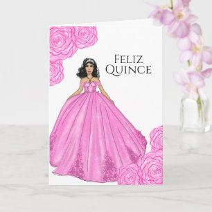 Rosa Quinceanera-födelsedagskort Kort