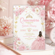 Rosa Quinceañera Guldtiara Fjäril