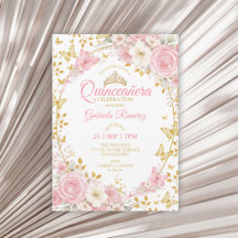 Rosa Quinceañera Gyllene Fjärilar Rosor