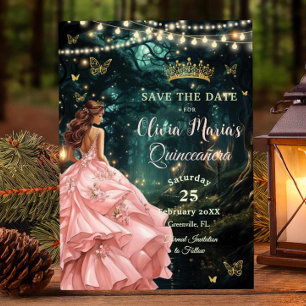 Rosa Quinceañera i skogen Spara Datumet