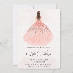 Rosa Quinceañera-inbjudan Inbjudningar