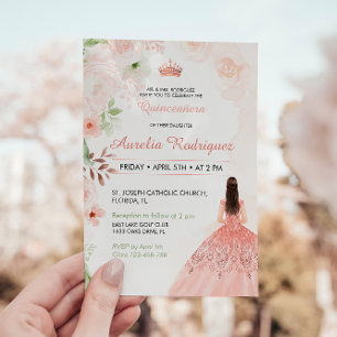  Rosa Quinceanera-inbjudan Inbjudningar