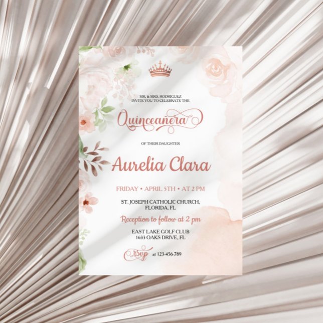  Rosa Quinceanera-inbjudan Inbjudningar (Skapare uppladdad)