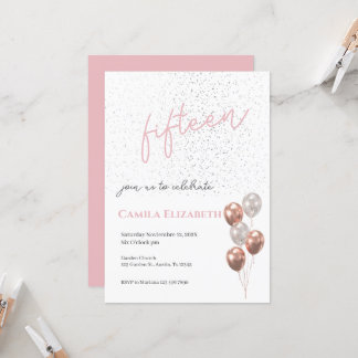 Rosa Quinceañera-inbjudan Inbjudningar