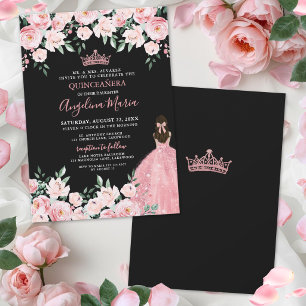 Rosa Quinceañera-inbjudan med rodnad ansiktsfärg Inbjudningar