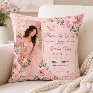 Rosa Quinceañera-kastkudde Kudde