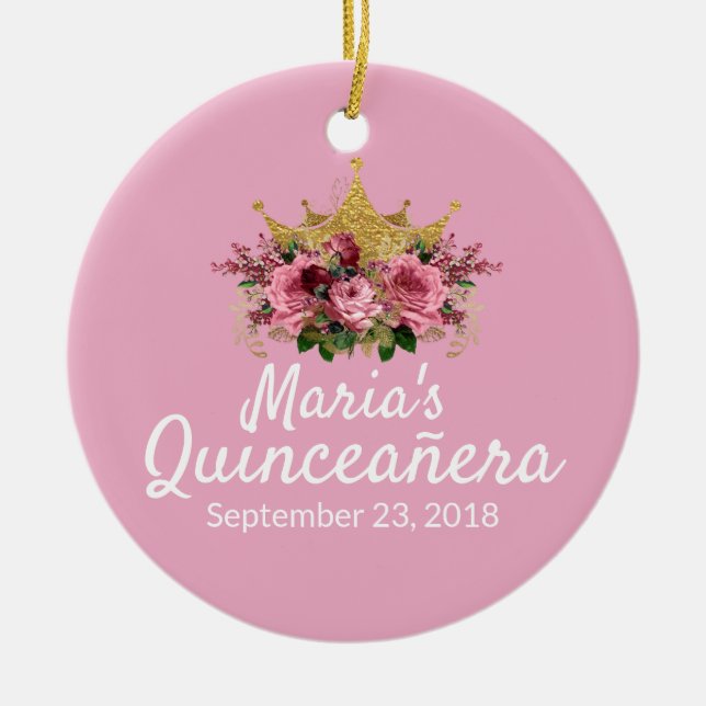 Rosa Quinceañera Keepsak Ornament (Framsidan)