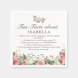 Rosa Quinceañera Party Roligt Facts Napkins Pappersservett