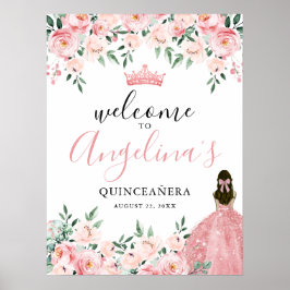 Rosa Quinceanera Party Välkomstskylt Poster