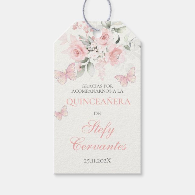  Rosa Quinceanera Presentetikett (Framsidan)
