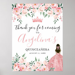 Rosa Quinceanera Tack-tecken Poster