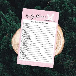 Rosa Rabbit Baby Shower Ord Search-spel