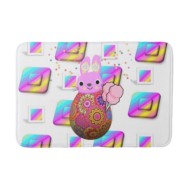 Rosa Rabbit Pastel Bathroom Bath Mat Badrumsmatta (Framsidan)