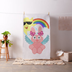 Rosa Rabbit Sol Rainbow Fabric Tyg