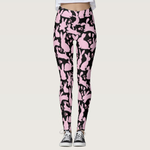 Rosa Rabbits Mönster Black BG Leggings