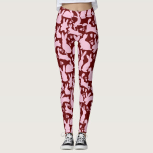 Rosa Rabbits Mönster D Red Leggings