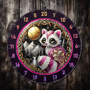 Rosa Raccoon Glows under Golden Måne Darttavla