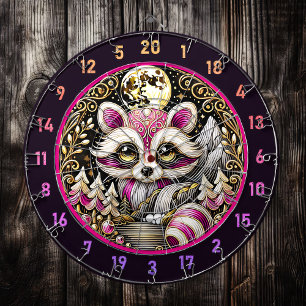 Rosa Raccoon Stands Amidst Golden Serenity Darttavla