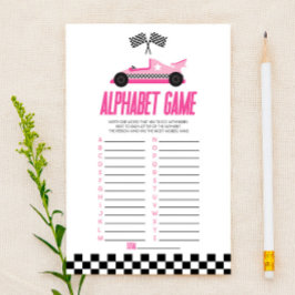 Rosa Racingbil Alfabet Bebyshowerlek
