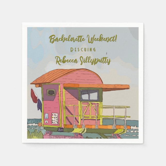 Rosa räddningstorn vibbar möhippa pappersservett (Framsidan)