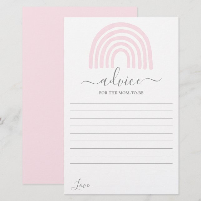 Rosa Rainbow Advice for Mamma to be card (Fram/baksida)