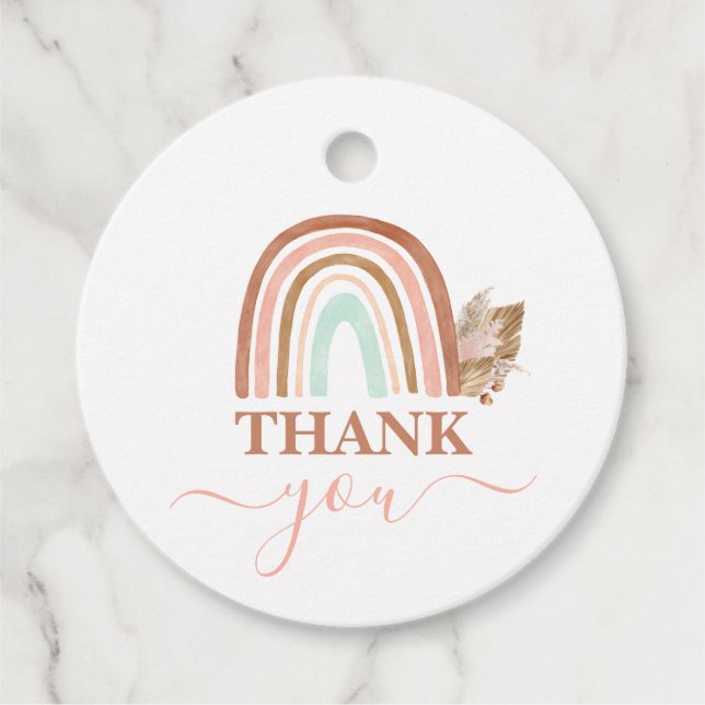 Rosa Rainbow Baby Shower Girl Gåvor Etiketter (Framsida)