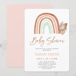 Rosa Rainbow Baby Shower Girl Inbjudningar