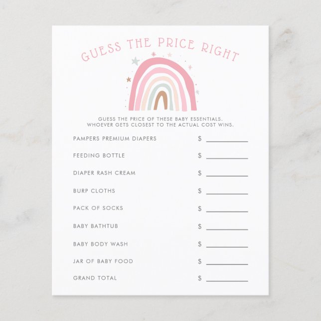 Rosa Rainbow Baby Shower gissar den Prisa Högerna (Framsida)