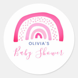 Rosa Rainbow Baby Shower Runt Klistermärke